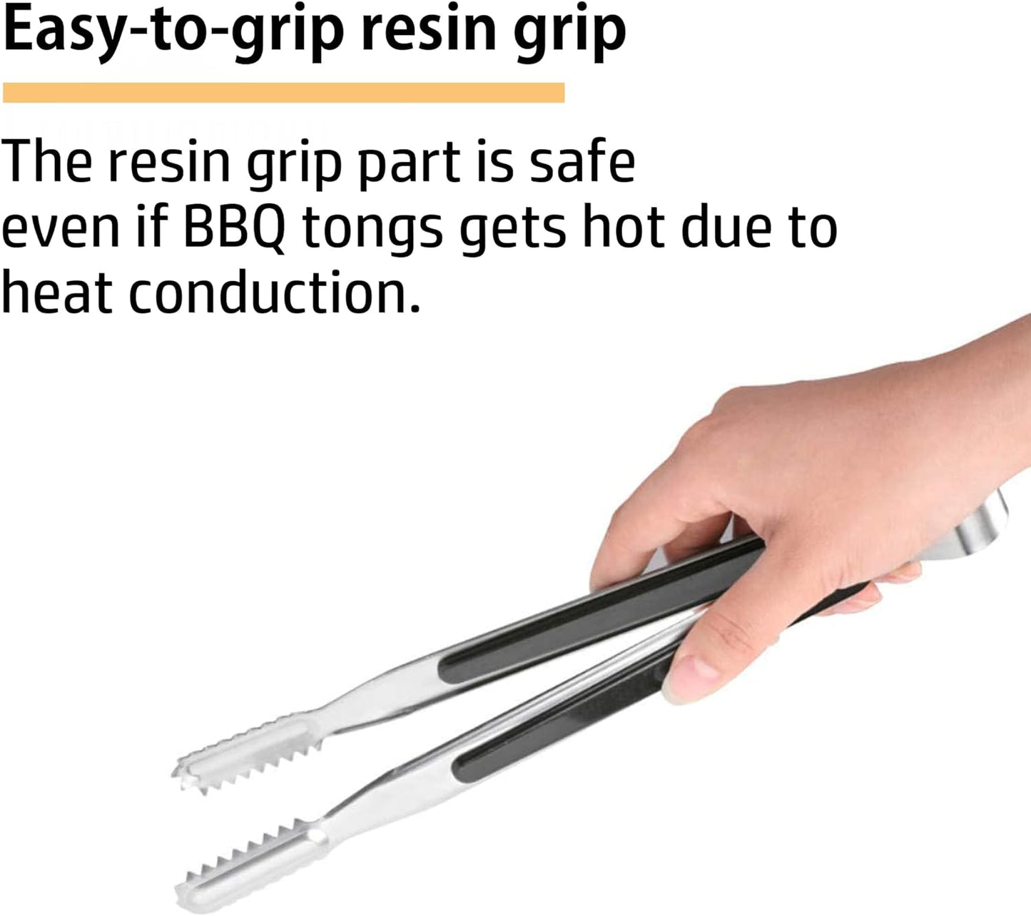 CAMPINGMOON Korean BBQ Stainless Steel Tong Outdoor Camping Picnic Charcoal Grill Clip SJ-10 Barbecue Cooking Equipment Utensil Accessories Heat Resistant Resin Handle Camping Moon