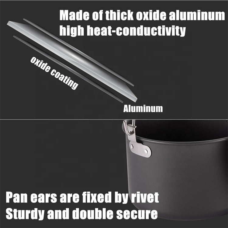 CAMPINGMOON Outdoor Hanging Pot Small Large Camping Ultralight Aluminum Cooking Hang Cookware Equipment for 5-8 Person 4L 5.5L
