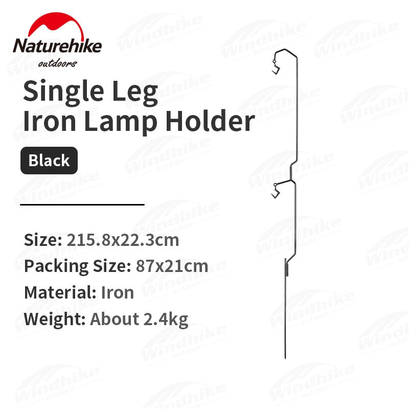 Naturehike Single Leg Iron Lamp Holder Portable Outdoor Hiking Camping Lamp Post Support Hanger Multi Purpose Storage Hook Easy To Carry Nature Hike