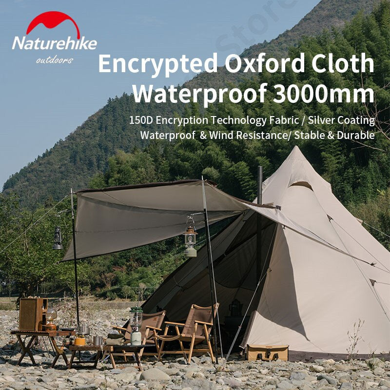 Naturehike RANCH Pyramid Tent Portable 5-8 Persons Premium Octagonal Family Shelter With Skirt Camping Tent Glamping 150D Oxford Cloth Waterproof