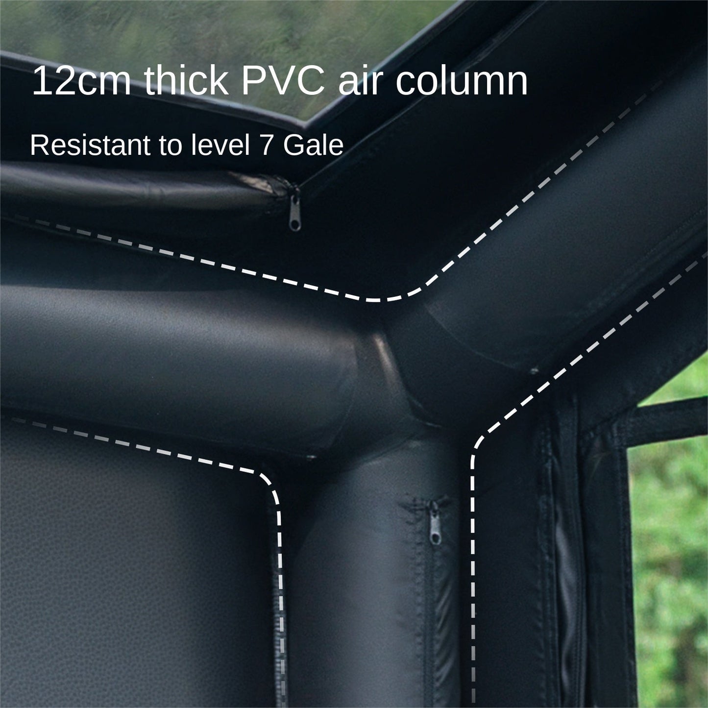 Blackdog BLACK SOAR AIR 12.0 Inflatable Cabin Style Tent Fast Build PVC Air Frames 210D Black Vinyl Coated Sunscreen Waterproof Panoramic View 6-8 Person