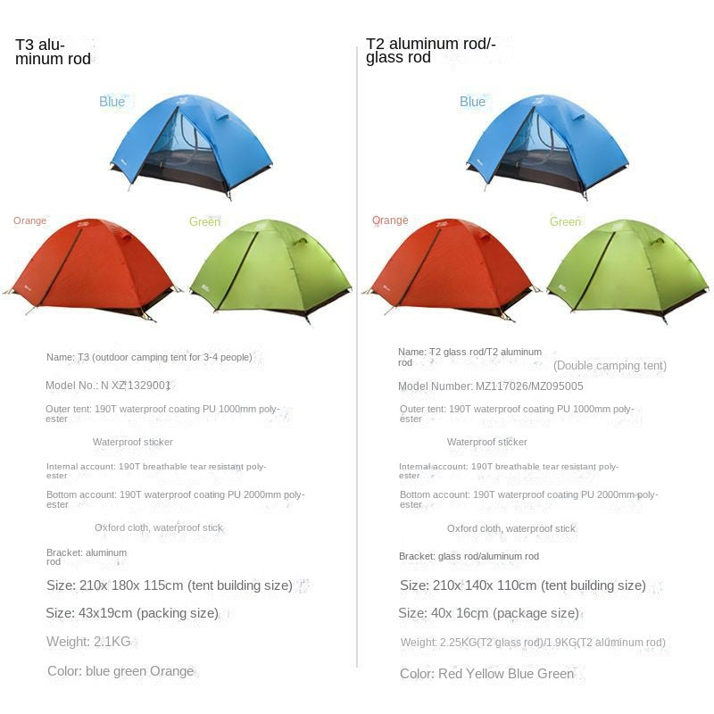 Mobi Garden T-Series Camping Tent Outdoor 2-3 Persons Alphine Professional Tent Waterproof Portable Ultralight Breathable 3 Season Double-Layer
