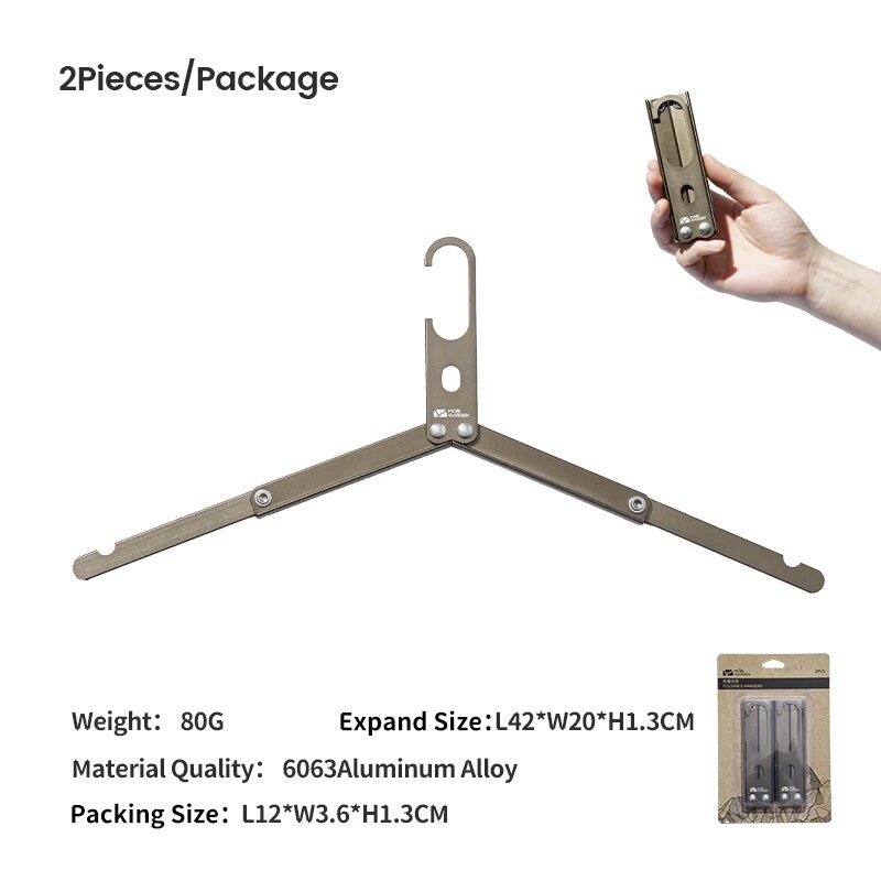 MOBI GARDEN Portable Aluminum Alloy Folding Hanger Ultralight Scalable Foldable Compact Hanger Outdoor Hanging clothes