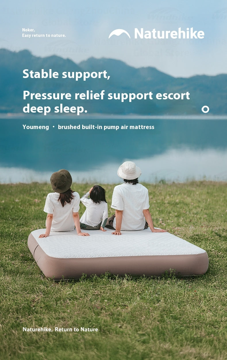Naturehike DREAM Series Brushed Inflatable Mattress Portable Premium Automatic Air Mat Bed With Built-in Pump For 2-3 Person Outdoor Camping Sleeping Mat TPU Youmeng