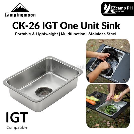 Campingmoon CK-26 IGT One Unit Sink Portable Lightweight Multi-Function Storage Basin Stainless Steel Outdoor Kitchen Sink Add-on Accessories