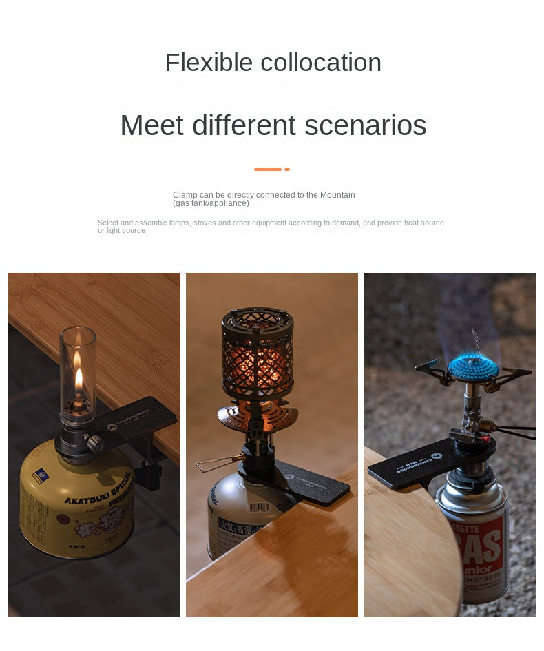 Campingmoon BKZ-18 Butane Gas Tank Mounting Bracket Screw Type Gas Cylinder Expansion Fixture Stove Desktop Tabletop Side Table Bracket Lamp Lantern