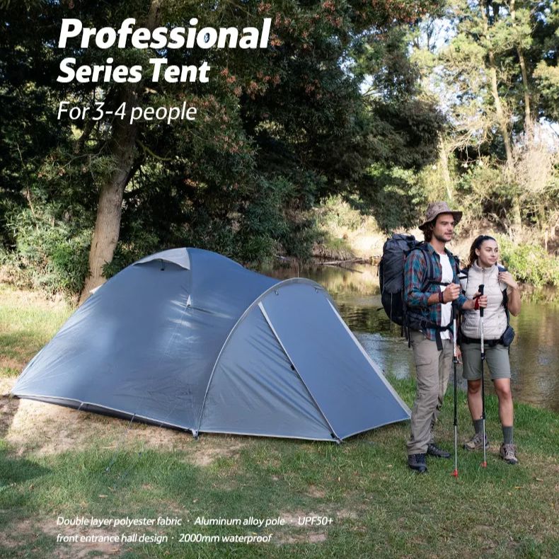 Naturehike P-Plus Professional Series Tent Portable Foldable 3-4 Persons Shelter One Bedroom One Living Room Outdoor Camping Tent Waterproof Windproof