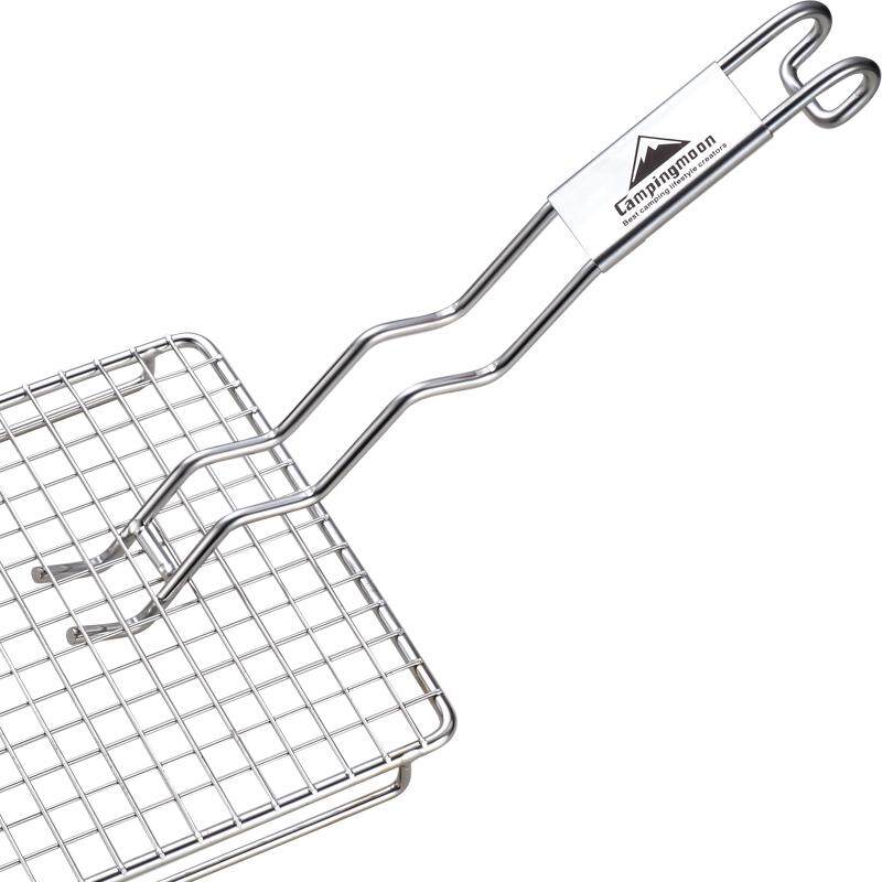 CAMPINGMOON S200 Portable Stainless Steel BBQ Grill Grate Lifter Rust Resistant Barbecue Oudoor Cooking Grid Lifter Gripper Special Pick Grill Clip