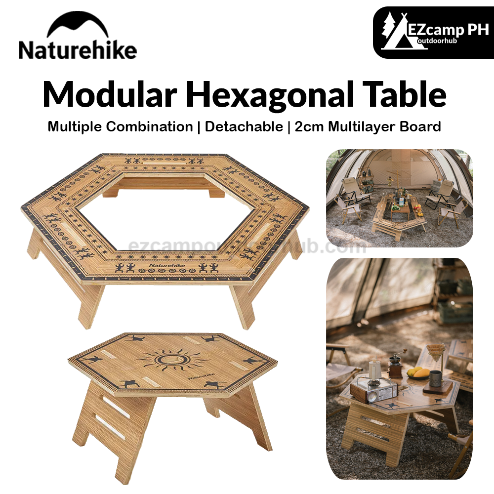 Naturehike Modular Hexagonal Table Portable Multipupose Splicing Table DIY Multi-layer Board Double-Deck Extended Desk Camping BBQ Picnic Barbecue