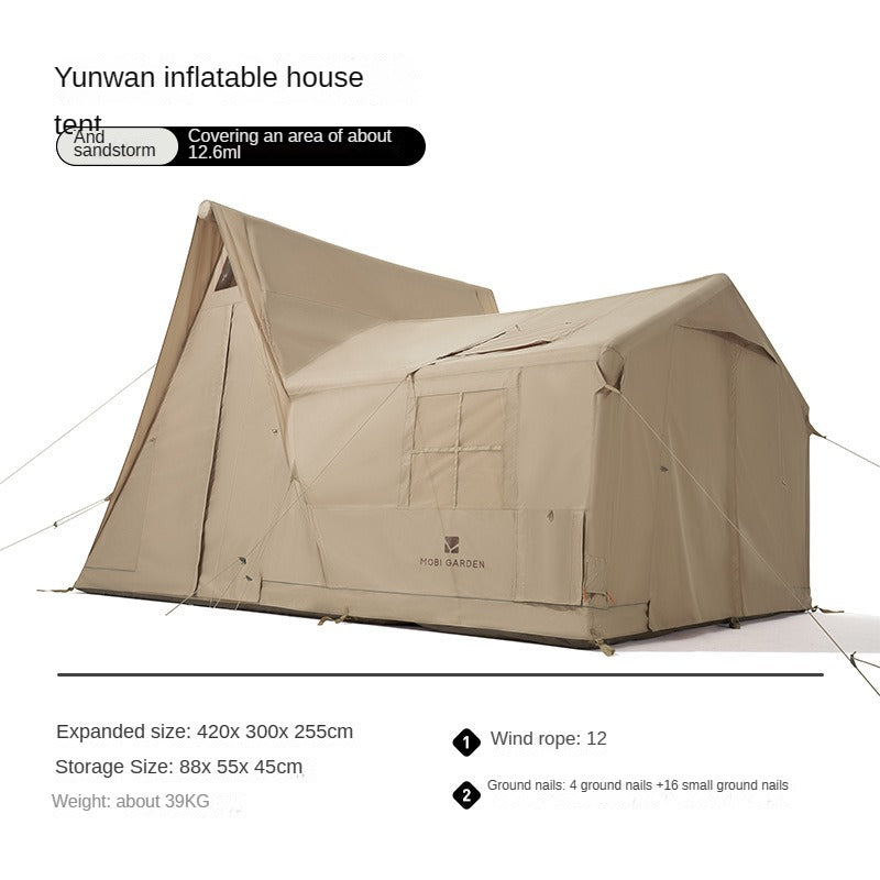 Mobi Garden CLOUD VILLA 12.6 Air Inflatable Tent Luxury Glamping Large 12.6m² PVC Air Poles 1 Bedroom 1 Living room for 6-8 Persons Waterproof