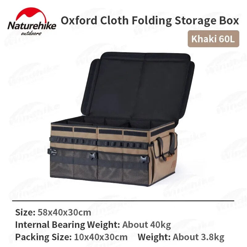 Naturehike Clothes Storage Folding Box 30L/60L Tool Cabinet Multiple Interlayer Tableware PE Cardboard Box Storage Equipment Camping Hiking Travel Oxford Cloth Heavy Duty Original Nature Hike