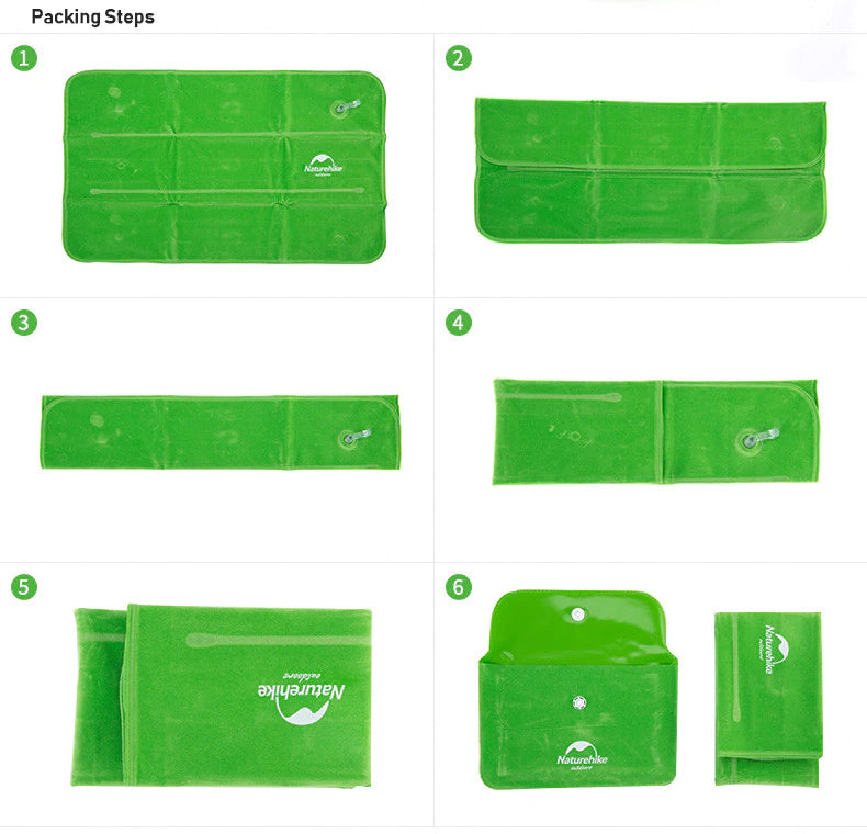 Naturehike Square Inflatable Pillow Portable Air Inflated Pillows Compressed Folding Non Slip Pillow Suede Fabric Use For Travel Outdoor Camping