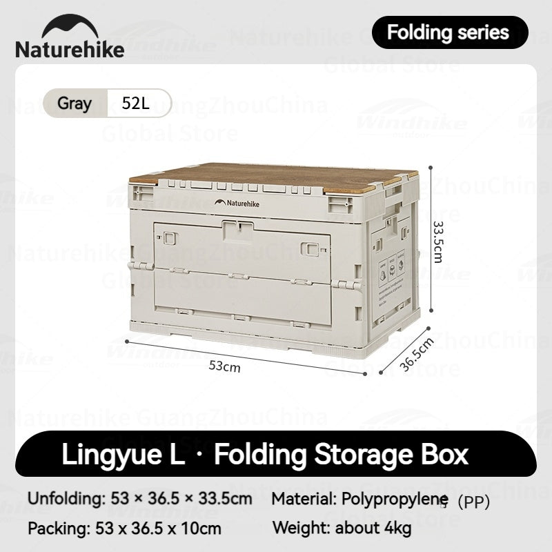 Naturehike PP Folding Storage Box Outdoor Camping Travel Large Box Equipment Portable Multifunctional Car Trunk Storage Cabinet With Table Board