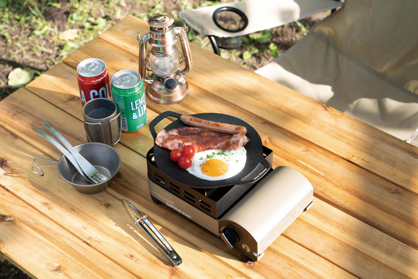 CAPTAIN STAG UG-1591 Round Grill Plate Portable Multipurpose 20CM Yakiniku Griller Fry Pan Korean BBQ Stove Top Outdoor Camping Aluminum Stainless Steel