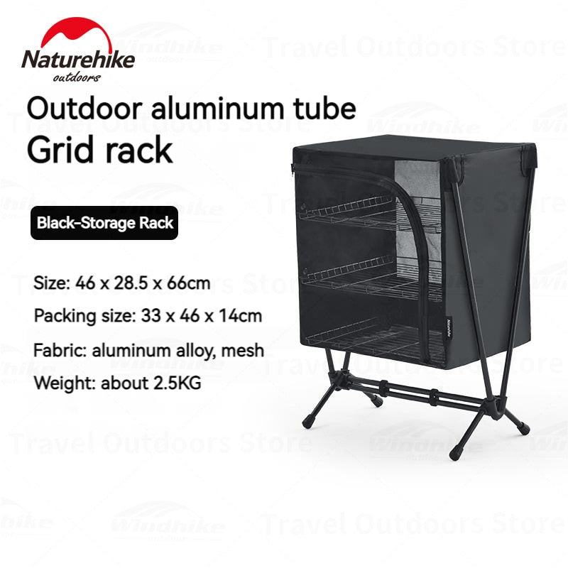 Naturehike Outdoor Aluminum Storage Rack Outdoor 3-Layer Folding Shelf / Dirty Clothes Basket Hamper Waterproof Kitchen Equipment Utensil Rack Shelves