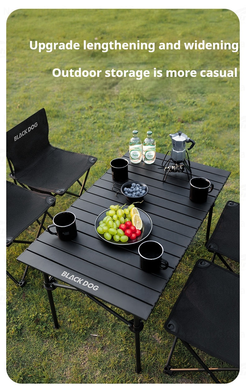 Blackdog Table And Chair Set Outdoor Portable Foldable Egg Roll Folding Table Chairs Combination Load Bearing 80kg X-Type Solid Structure Camping Oxford Cloth