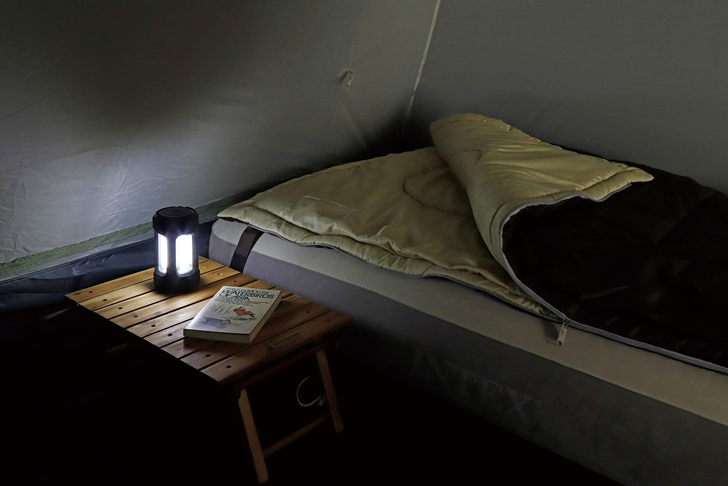 CAPTAIN STAG UK-4063 Mini Raijin COB Lantern Black Thunder God Bright LED Camping Light 3 AA Battery Powered