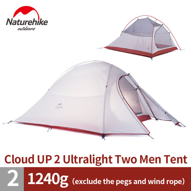 Naturehike Cloud Up Series 1 2 3 Person Portable Ultralight Weight Outdoor Camping Hiking Cycling Waterproof 3 Season Camp Tent in 210T 20D Upgraded