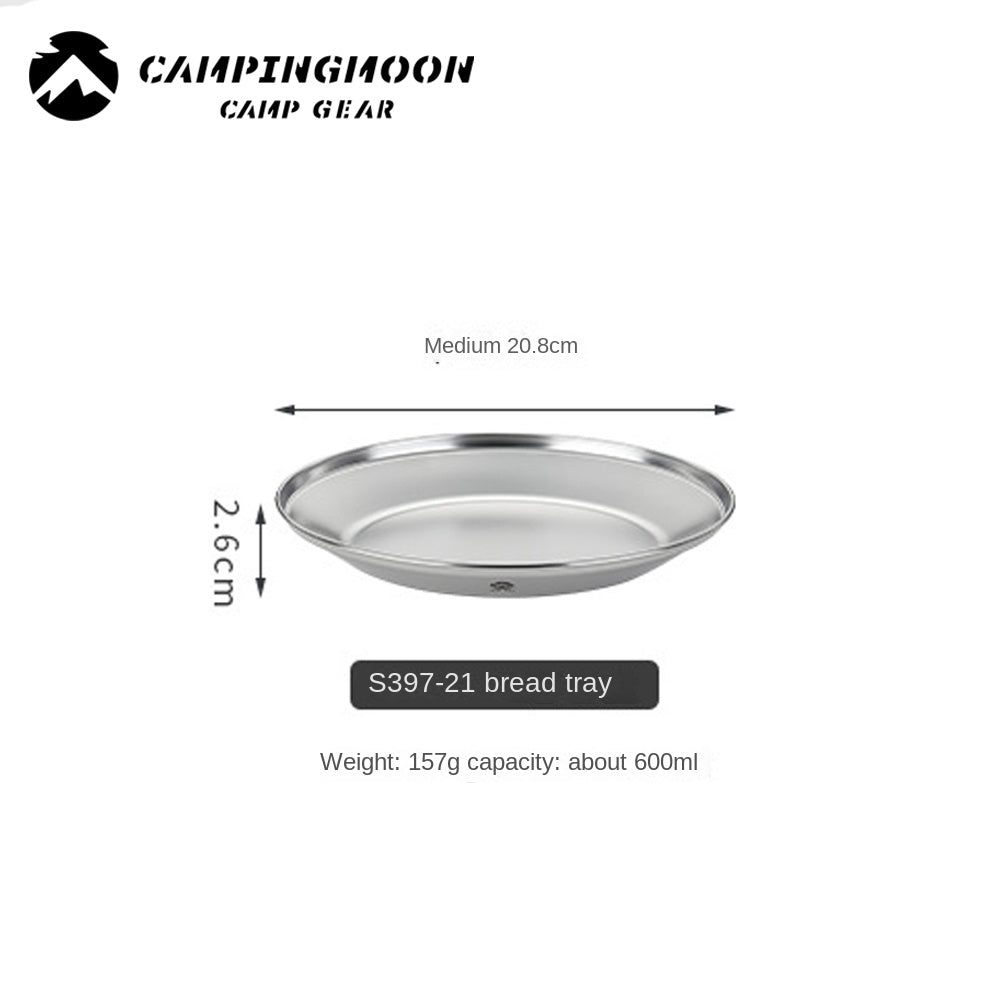 Campingmoon S397 Series Dish Plate Set Stainless Steel Tableware Anti-Corrosion Outdoor Camping Sold Set Or Per Piece With Optional Storage Bag