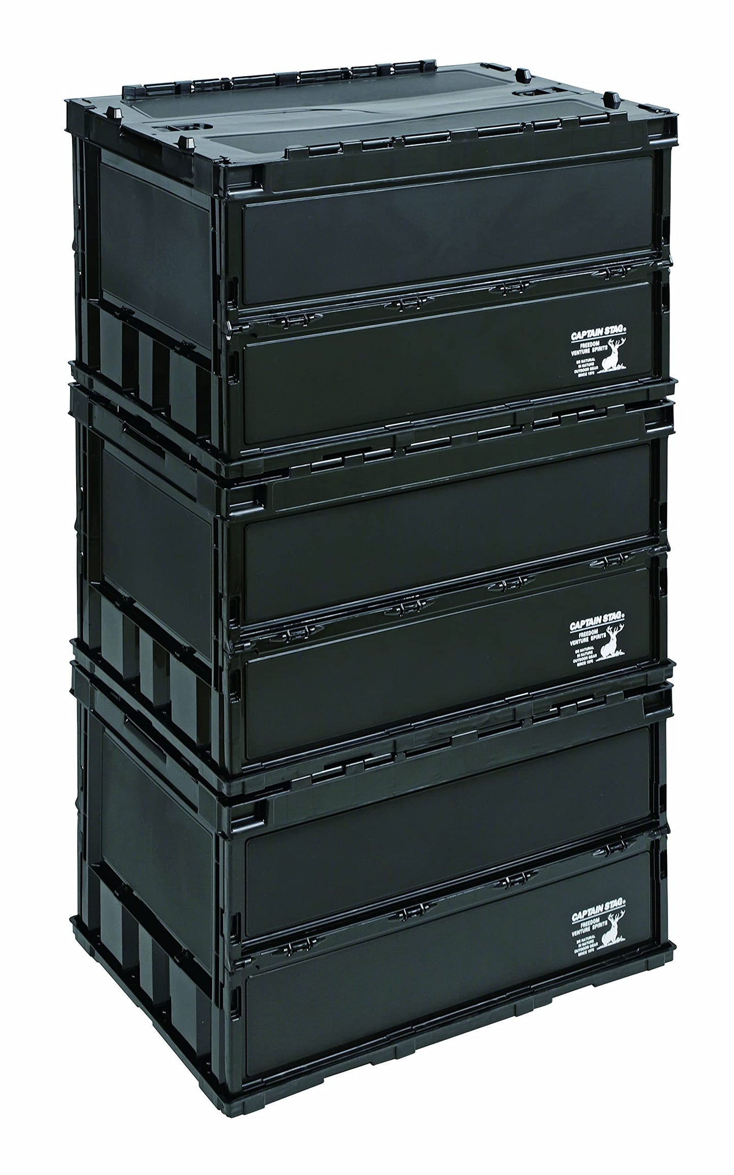 CAPTAIN STAG PP Stackable Storage Box Portable Lightweight Foldable 20L 50L CS Black Label FD Folding Container Organizer Outdoor Camping Travel