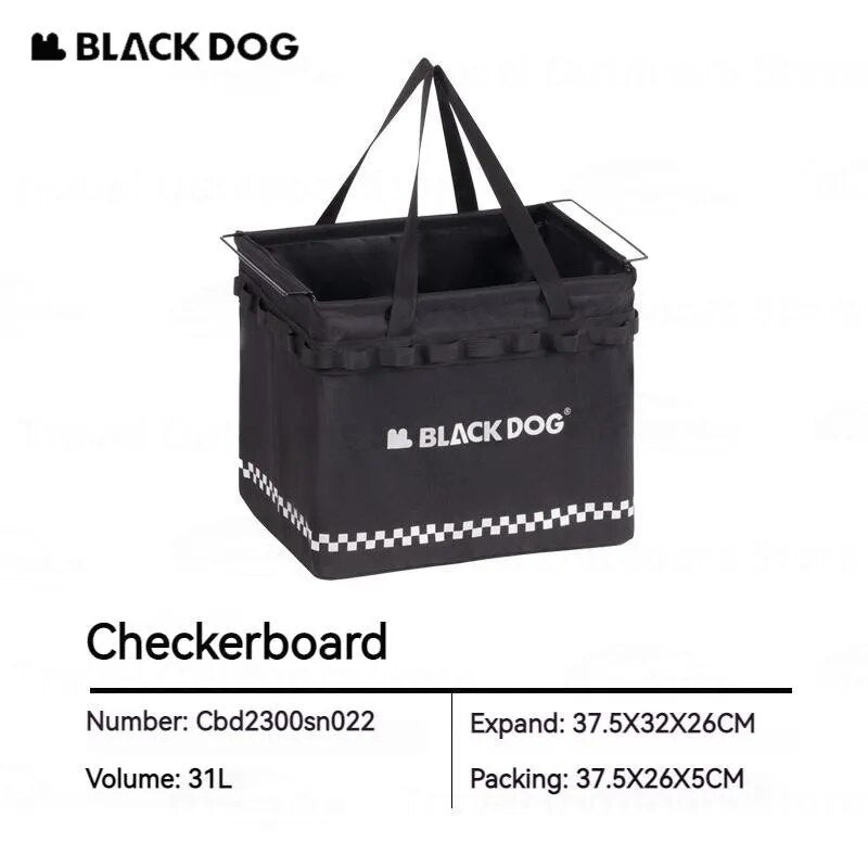 BLACKDOG Black Travel Storage Basket 31L Collapsible Multifunctional Tactical Design Portable Bag 12kg Max Load Outdoor Camping Equipment Folding Foldable Storage Organizer Box Black Dog