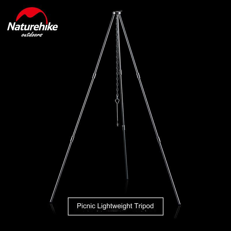Naturehike 4L Camping Pot Outdoor Portable Ultralight Hanging Picnic Pot Set Hook Hang Tripod 4-6 Person Cookware Tableware Utensils Aluminum Alloy