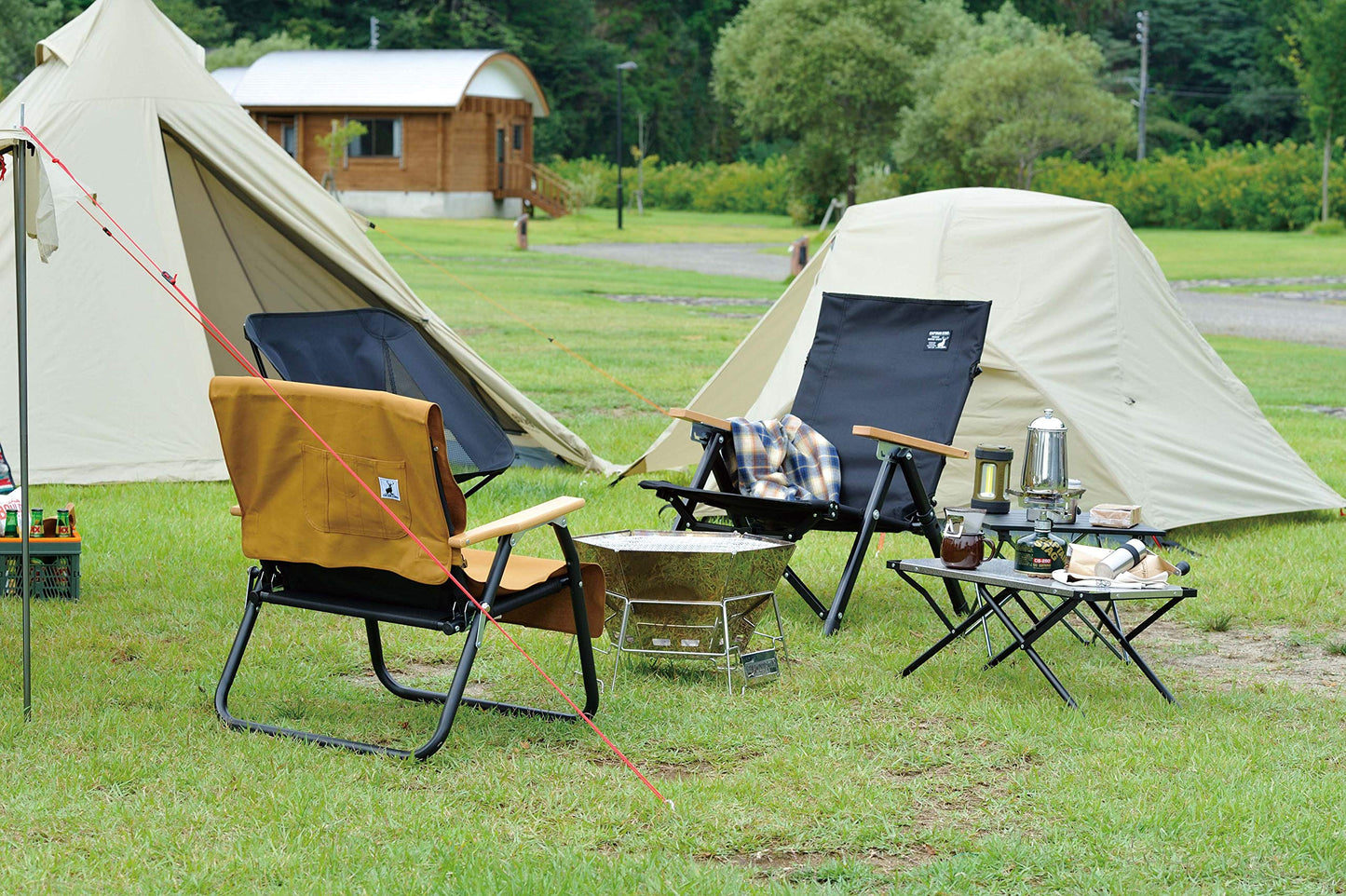 CAPTAIN STAG UC-1831 Low Style Comfort Chair Portable Lightweight Black Label Chair With 3 Level Of Reclining Function Folding Outdoor Camping Relax Seat