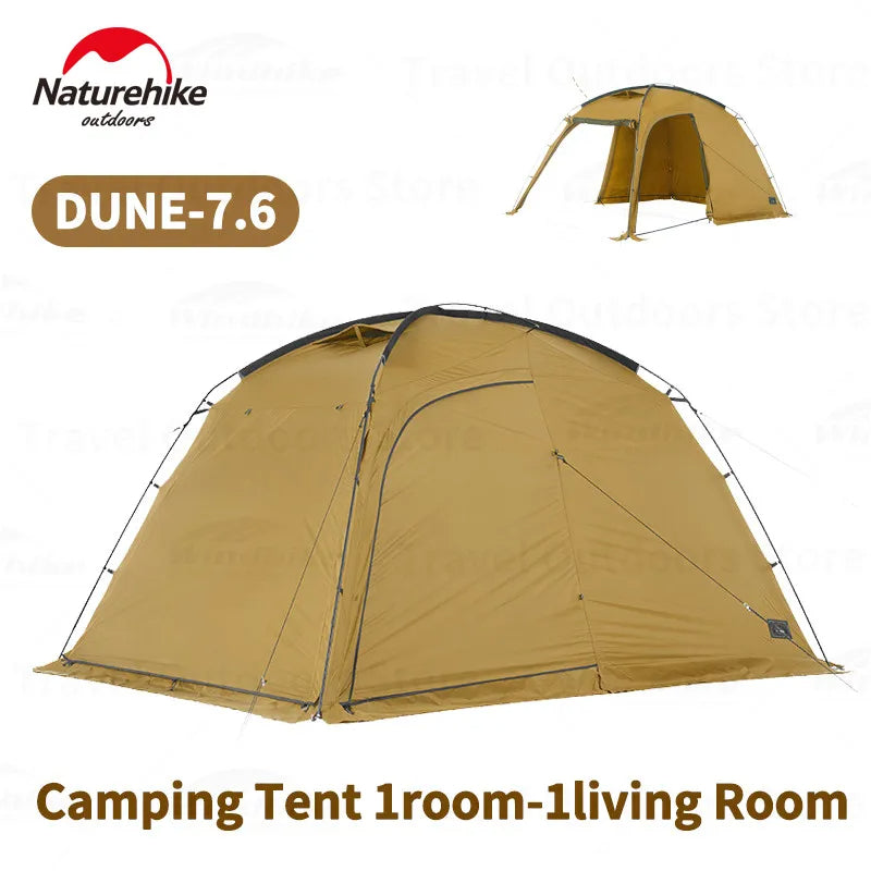 Naturehike Upgraded DUNE 7.6 Hiking Car Camping Tent for 2 to 4 Person 2 Room Large 7.6m² Space Outdoor Shelter 4 Season Double Layer Breathable