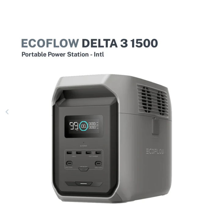 Ecoflow DELTA 3 1500 Power Station INT Portable Home Battery Backup Charging 100% In 1.5 Hours 1800W Up To 2200W With X-Boost Energy Storage