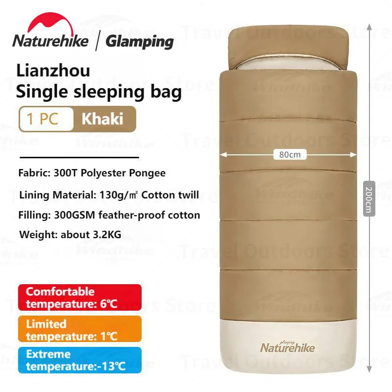 Naturehike 2-in-1 Sleeping Bag Mattress Portable Lightweight Single Person Sleeping Bag & Camping Mat Set Cotton Warm Quilt Waterproof Mat For Spring Autumn