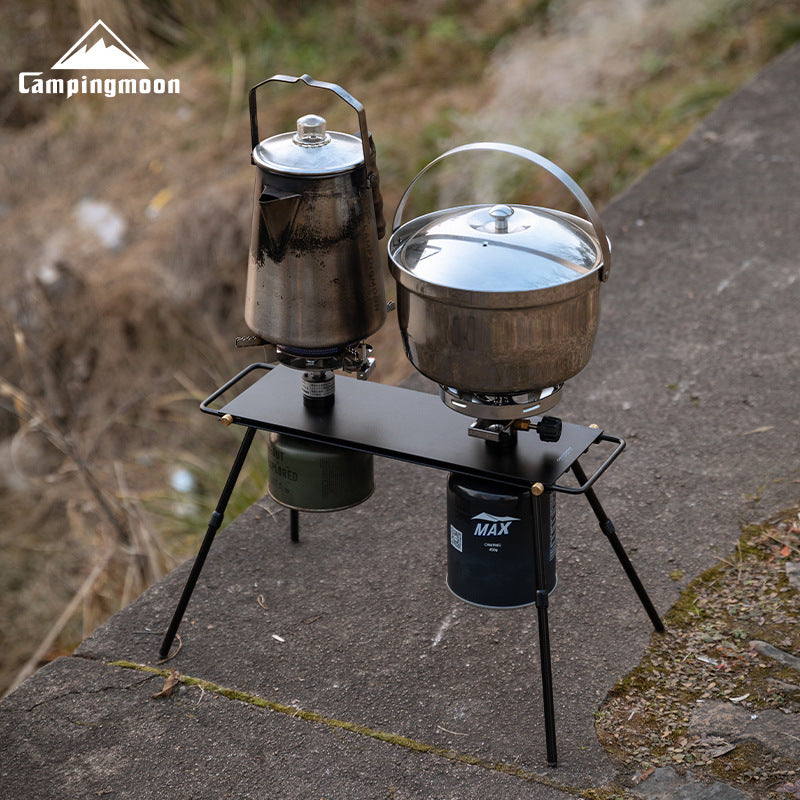 Campingmoon BKZ06-L Half Unit Hob Table Portable Lightweight Multi-purpose IGT Compatible Double Stove Interface Two Levels Height Aluminum Alloy Kitchen Table Unit