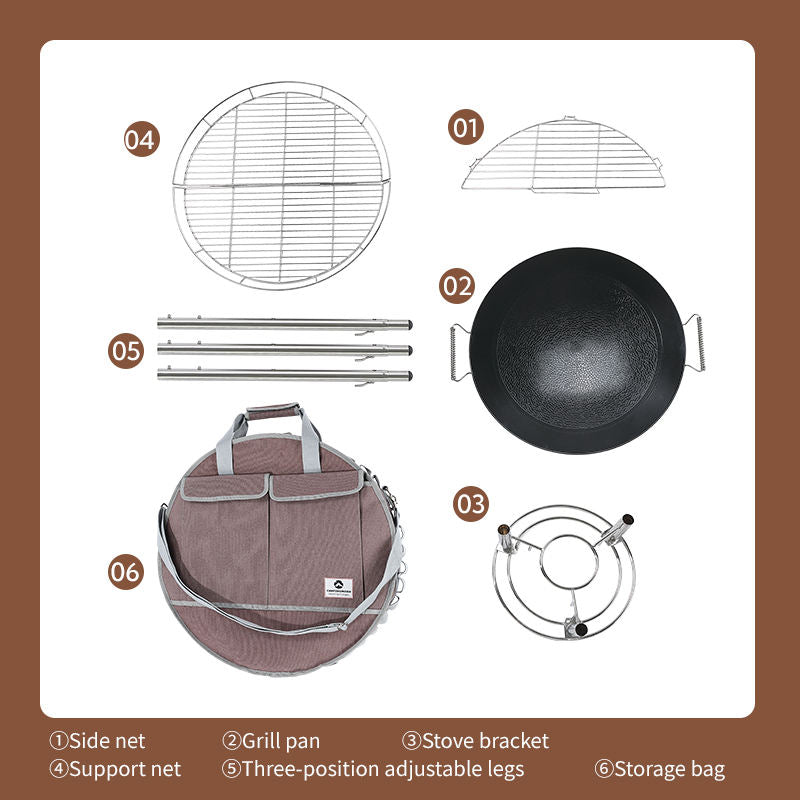 Campingmoon GR Series Skottle Grill Portable Lightweight Party BBQ Griller Standing Grill Butane Gas Stove Tripod Courtyard Outdoor Camping