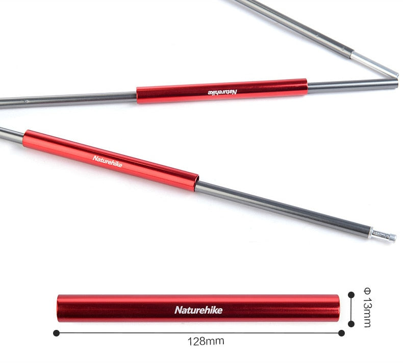 Naturehike Tent Emergency Pipe Repair Kit Set Portable Lightweight 4pcs Red Aluminum Alloy Single Rod First Aid Repair Pipe Splint Tube 13mm Diameter