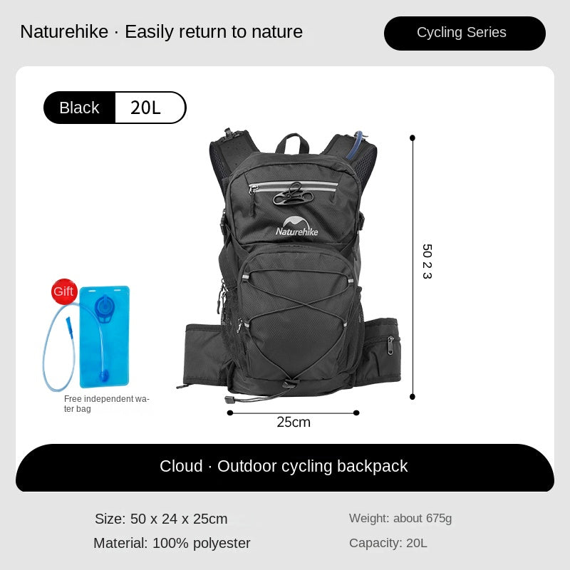 Naturehike CIELO Cycling Backpack Portable Lightweight Multifunctional Foldable 20L Large Capacity Hiking Backpack With Drinking Water Bladder