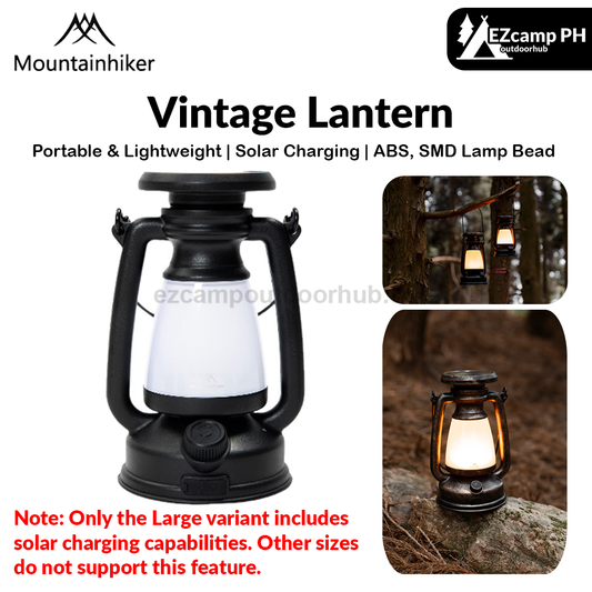 Mountainhiker Vintage Lantern Portable Lightweight Multipurpose Retro Style Atmosphere Outdoor Lamp LED USB C Solar Charging 1200mAh Battery Waterproof Camping Light