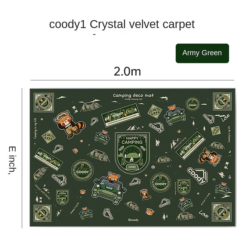 Coody Camping Deco Mat Portable Lightweight Multipurpose Thick Crystal Velvet Carpet Non-Slip Large Area Deco Antibacterial Bedside Machine Washable Floor Mat
