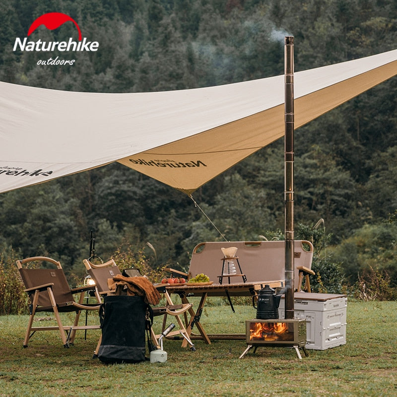 Naturehike Desktop Firewood Stove Outdoor Portable Lightweight Tabletop Wood Furnance Bushcraft Fire Wood Burner 304 Stainless Steel Outdoor Hiking Beach Travel Heavy Duty Original Nature Hike