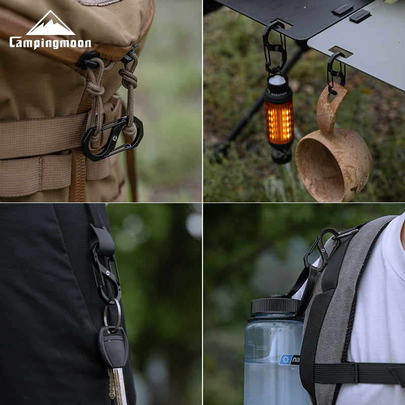 Campingmoon S-Shape Carabiner Double Hook Outdoor Camping Hiking Equipment Tool Tent Accessories SS-5 SS-7 2pcs Pack Set 5/7cm Stainless Steel Keychain Hanging up to 150kg Max Load Heavy Duty Original