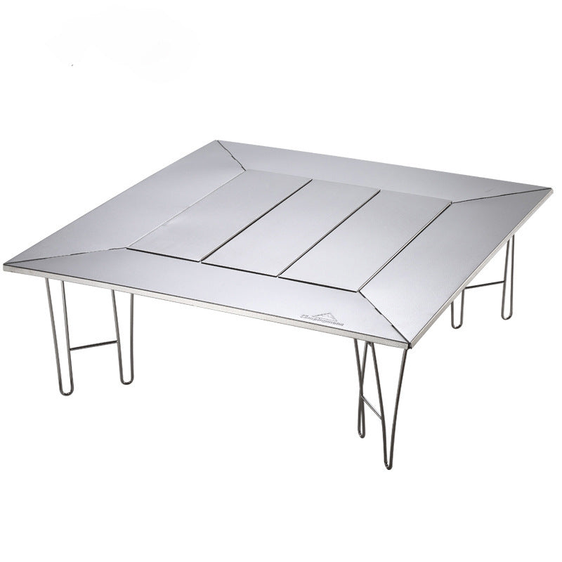 Campingmoon T-503 Stove Grill Table Outdoor Portable Multifunction Stainless Steel Fireplace Folding Gathering Barbecue Table Detachable Board