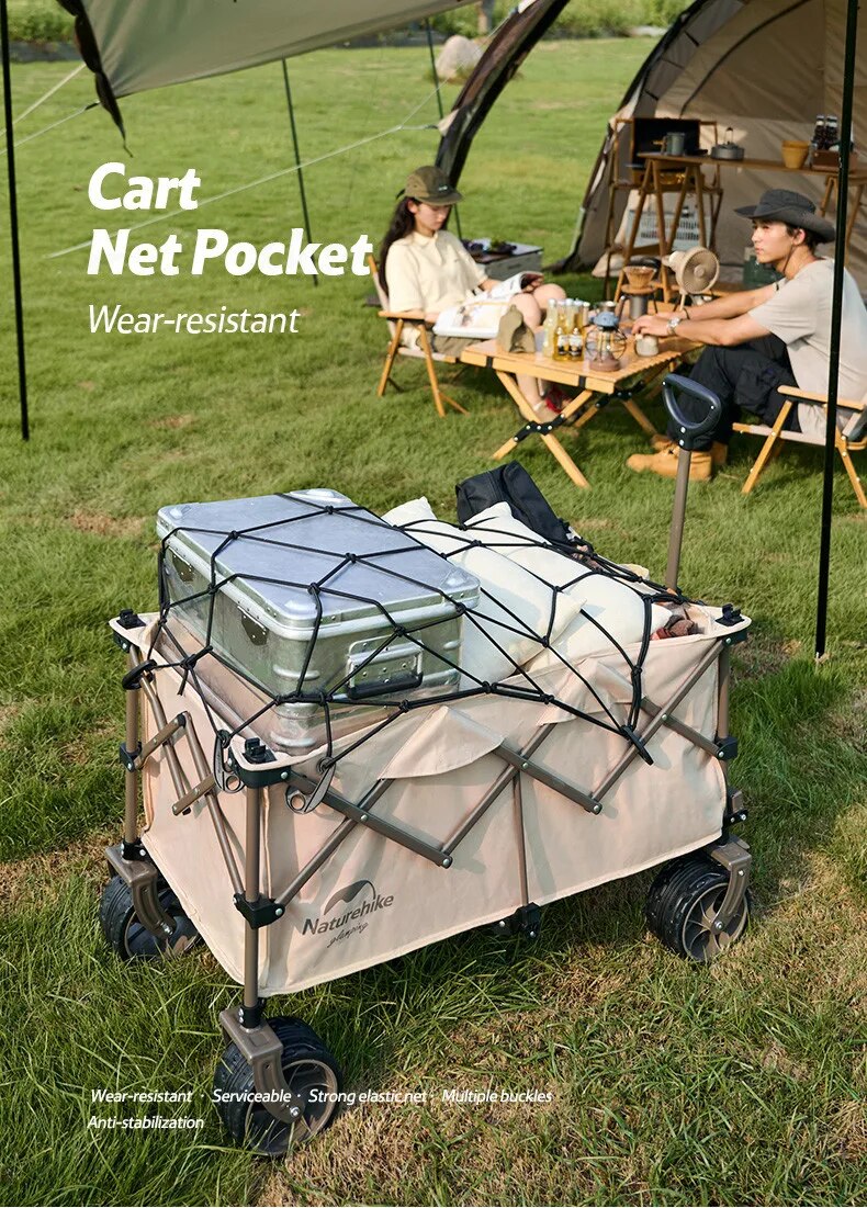 Naturehike Trolley Elastic Net Mesh Pocket 8 Hook Design High Elasticity Cart Wagon Harness Ultralight 557g Car Trunk Rubber Net with Storage Bag