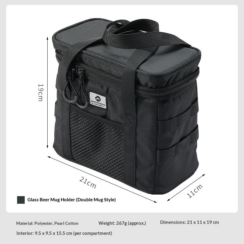 Campingmoon Beer Glass Padded Carrying Bag Protective Cup Case Portable Outdoor Camping Storage