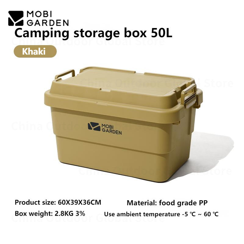 MOBI GARDEN Hard Storage Box Outdoor 22L/50L/50L PRO Large Capacity Portable Storage Bags Food Grade PP Material Box Table Stackable Camping Hiking Beach Picnic Travel Heavy Duty Original MobiGarden