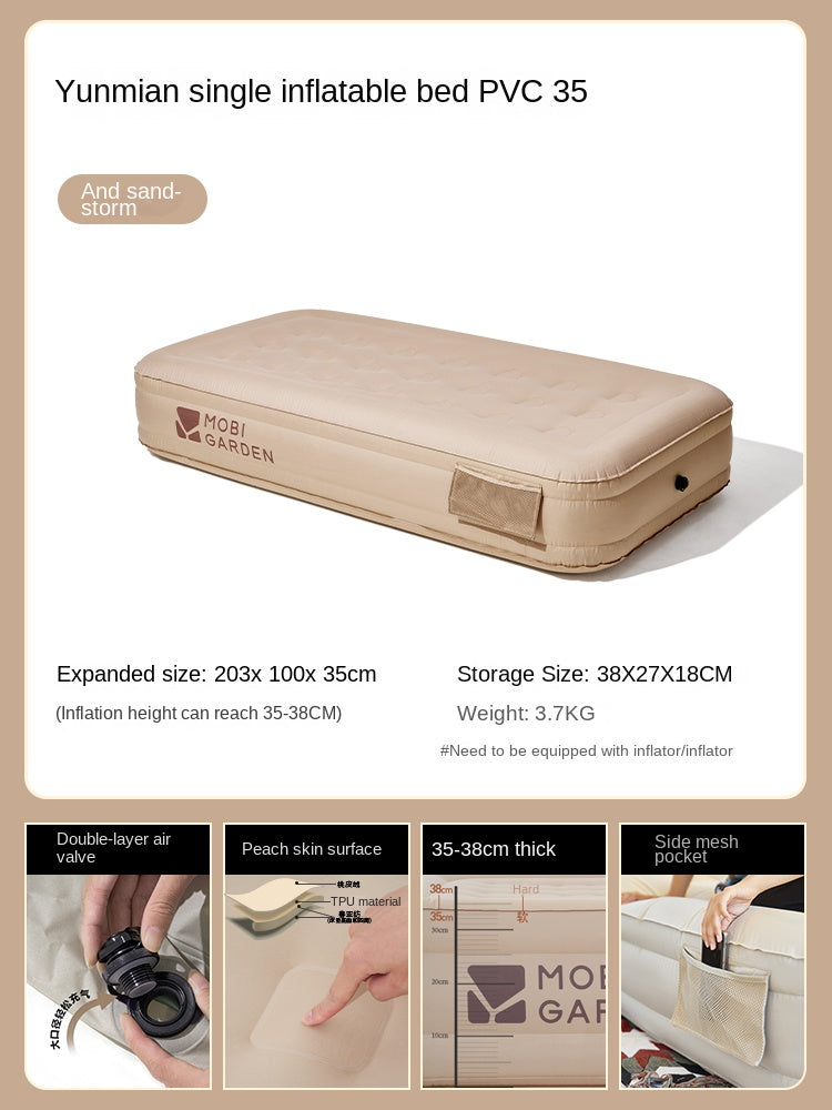 Mobi Garden Automatic Inflatable Mattress Outdoor Integrated Self-Inflating Tent Sleeping Heightened Air Cushion Bed Pad Built-in Electric Pump