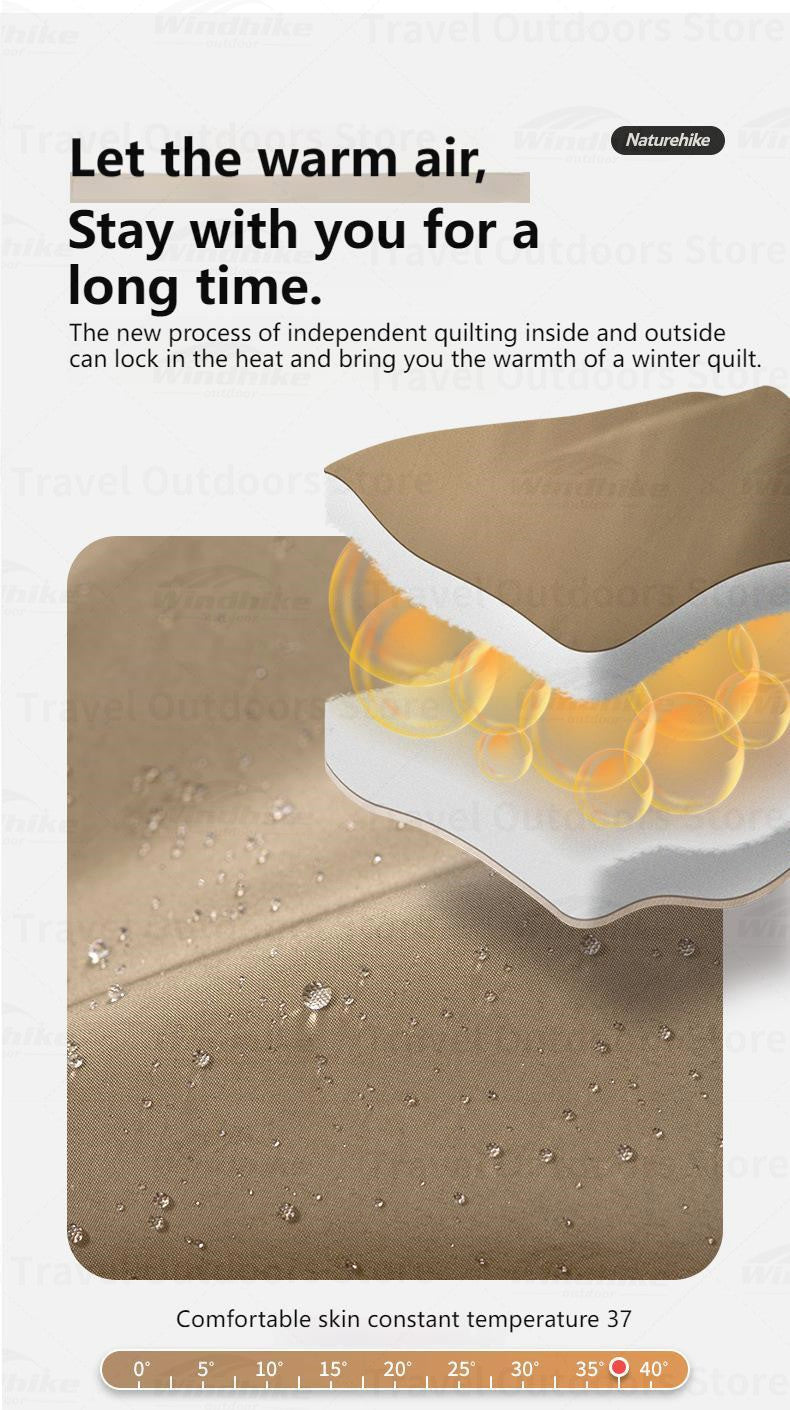 Naturehike 2-in-1 Sleeping Bag Mattress Portable Lightweight Single Person Sleeping Bag & Camping Mat Set Cotton Warm Quilt Waterproof Mat For Spring Autumn