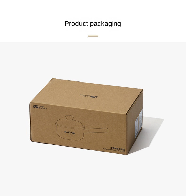 Mobi Garden Enamel Milk Pot Portable Lightweight Glazed Saucepan Small Soup Pot Outdoor Camping Cooking Utensil Kitchenware Food Grade Stainless Steel