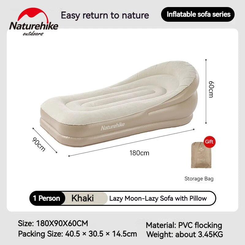 Naturehike LANYUE Automatic Air Inflatable Lazy Sofa Bed Camping Portable Ultralight Sleeping Pad Mattress Bed Built-in Electric Pump 300kg Max Load