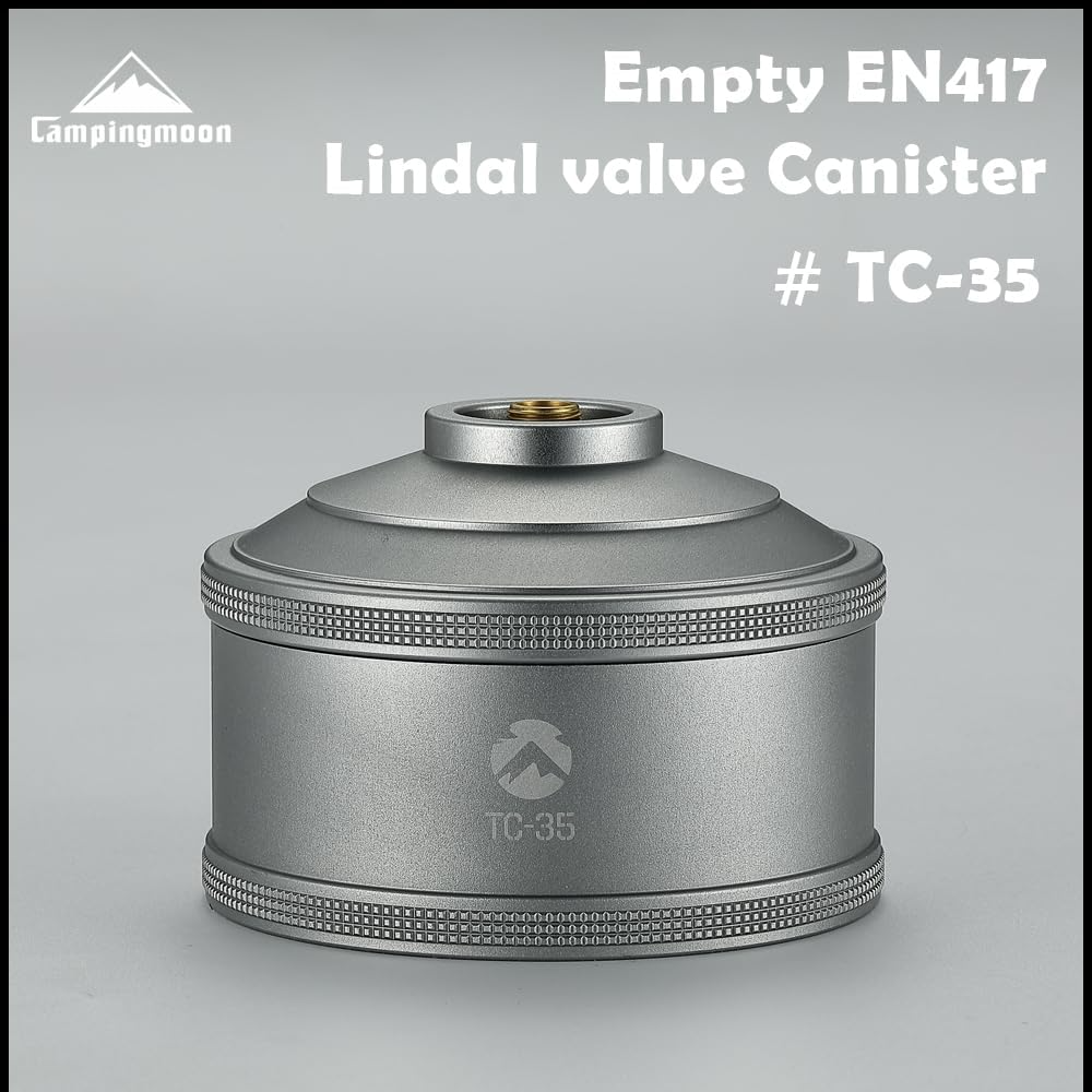 CAMPINGMOON BKTC-35 TC-35 Refillable Empty Screw Type Butane Canister Tank Premium CNC Finish Aluminum with Standard Nozzle Stove Lamp Lantern Torch