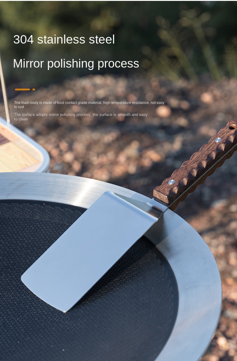 Campingmoon MS-29 Multifunctional Steak Shovel Outdoor Portable Ultralight Multipurpose Cooking Spatula Stainless Steel Solid Wood Handle Utensil