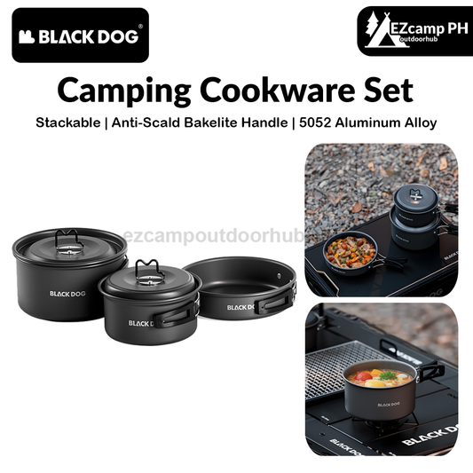 Blackdog Camping Cookware Set Portable Lightweight Multipurpose Cooking Aluminum Alloy Large Capacity Frying Pan Water Pot Storage Tableware Kitchenware