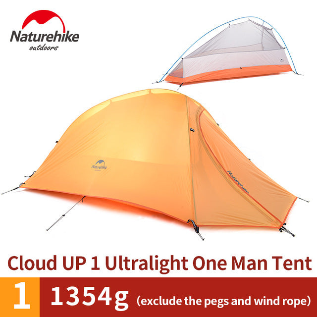 Naturehike Cloud Up Series 1 2 3 Person Portable Ultralight Weight Outdoor Camping Hiking Cycling Waterproof 3 Season Camp Tent in 210T 20D Upgraded